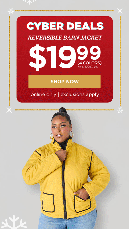 $19.99 Reversible Barn Jacket. Shop Now