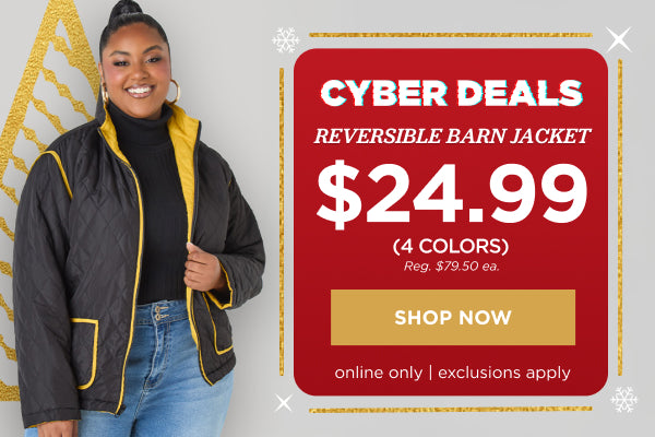 Cyber Deals! Reversible Barn Jacket $24.99