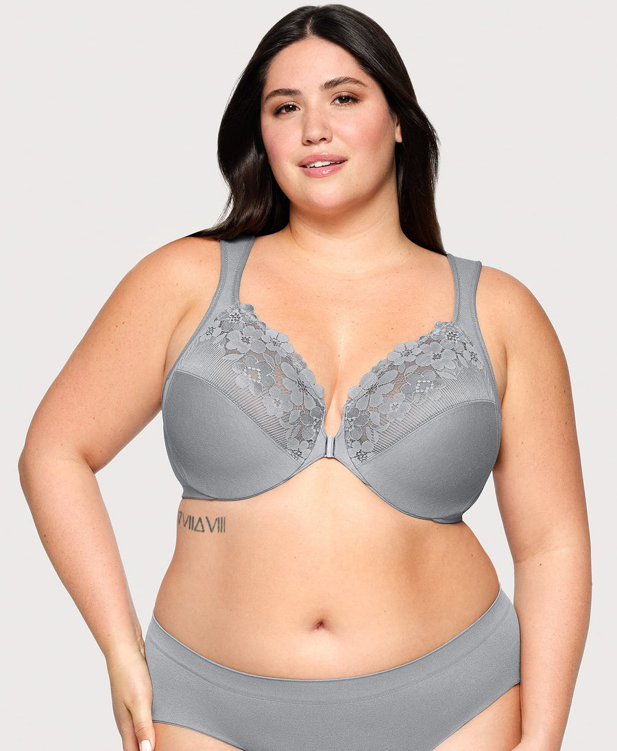 Plus Size Front-Closure Cotton WonderWire Bra