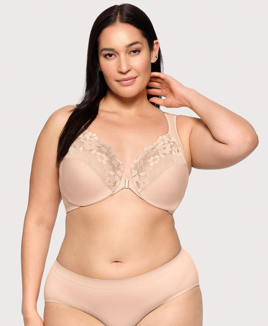 Plus Size Front-Closure Cotton WonderWire Bra