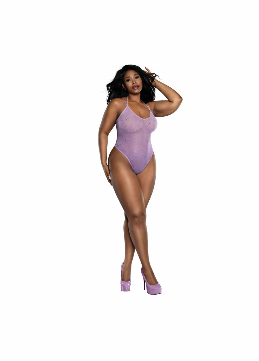 Plus Size Dreamgirl Glittred Ombre Mesh Bodysuit