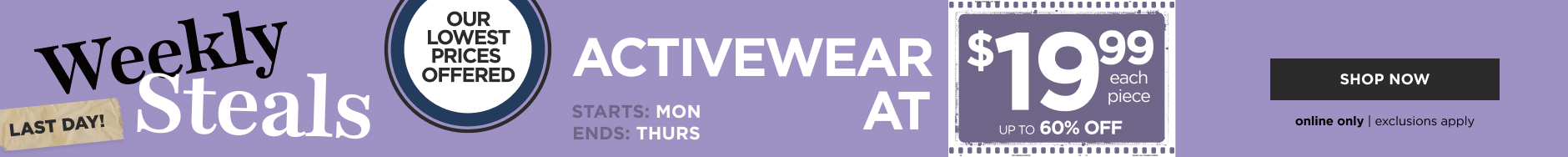 Activewear at $19.99