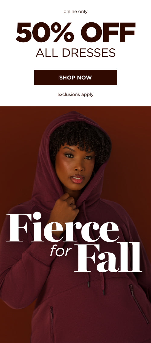 Online only. 50% off all dresses. Shop now