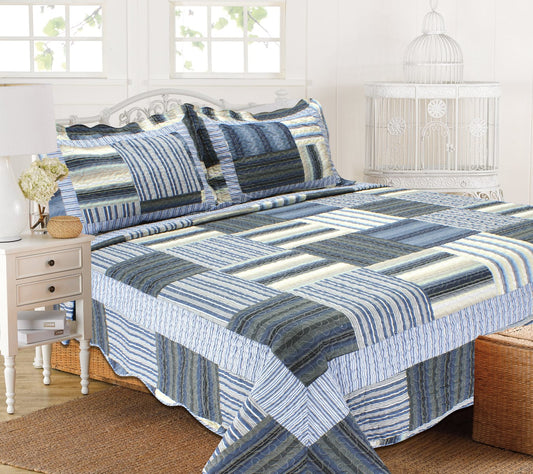 Striped Reversible Quilt Set