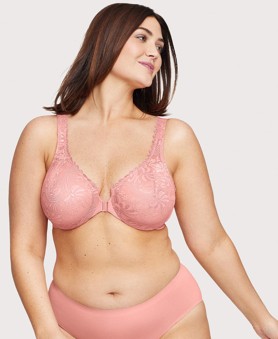 Plus Size Front-Closure Stretch Lace WonderWire Bra