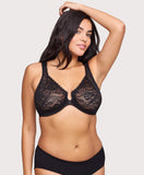 Front-Closure Stretch Lace WonderWire Bra Black