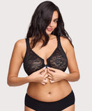 Front-Closure Stretch Lace WonderWire Bra Black