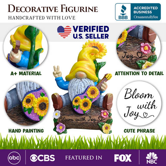 Bloom With Joy Garden Gnome Figurine