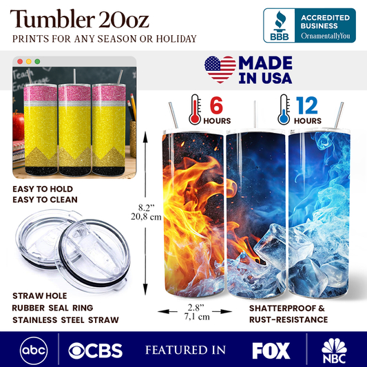 Glittered Pencil 20oz Tumbler