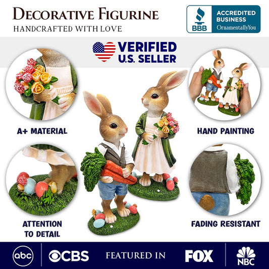 Harvest and Bloom Country Bunny Figurine Set