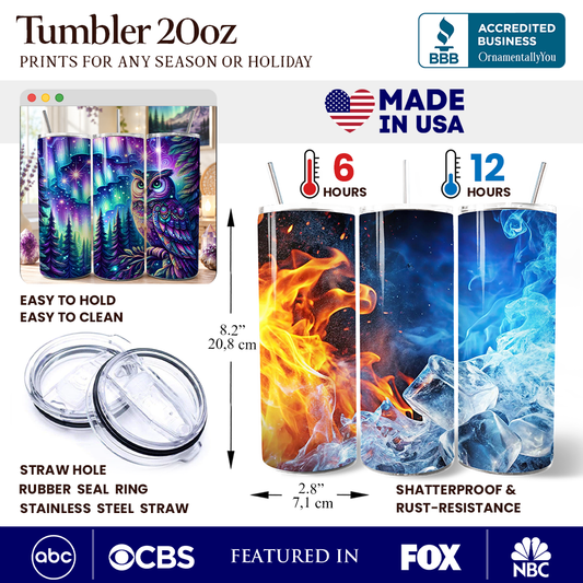 Northern Lights Owl 20oz Tumbler
