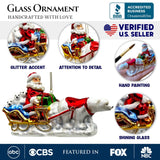 Santas Sleigh Glass Ornament