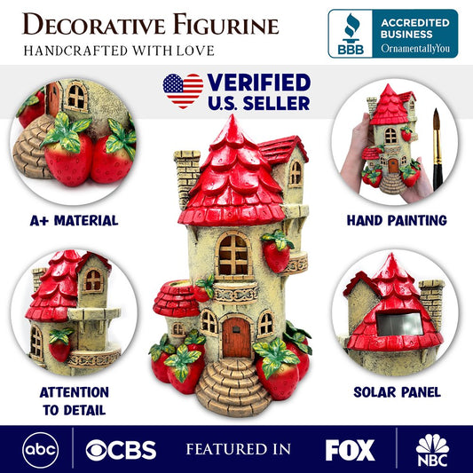 Solar Powered Strawberry Fairy Home Figurine