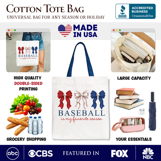 Baseball Is My Favorite Season Canvas Tote Bag