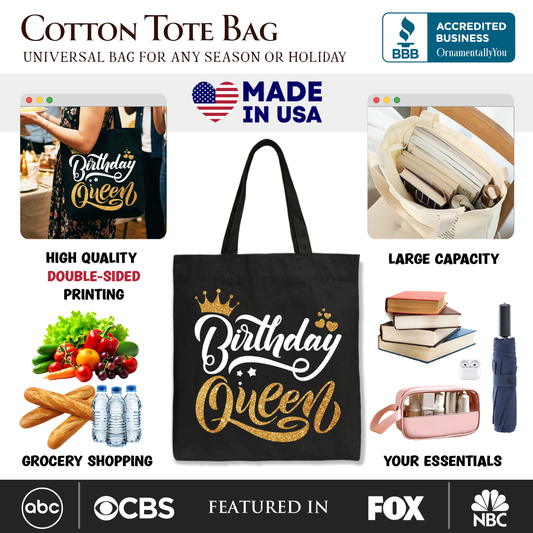 Birthday Queen Canvas Tote Bag