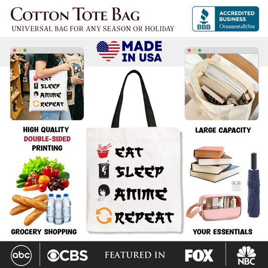 Eat Sleep Anime Repeat Tote Bag