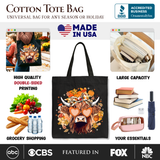 Fall Highland Cow Canvas Tote Bag
