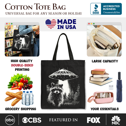 UFO Raccoon Canvas Tote Bag
