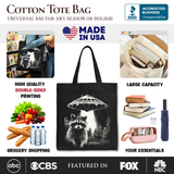 UFO Raccoon Canvas Tote Bag