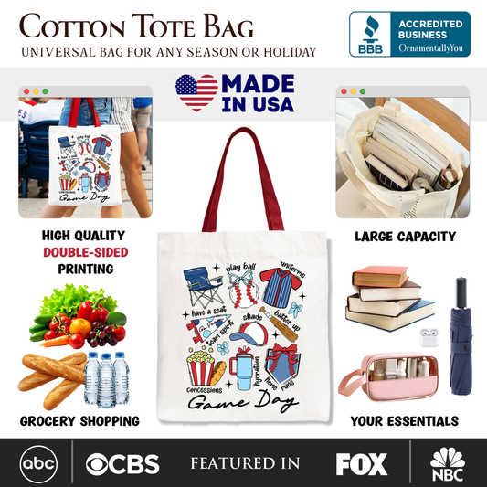 Game Day Baseball Tote Bag