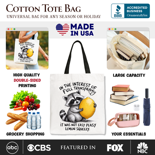 Lemon Squeezy Raccoon Tote Bag