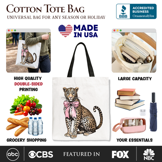 Leopard Print Canvas Tote Bag