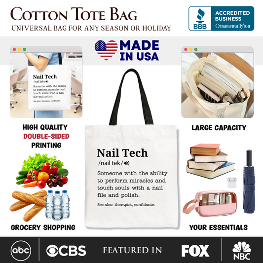 Nail Tech Definition Canvas Tote Bag