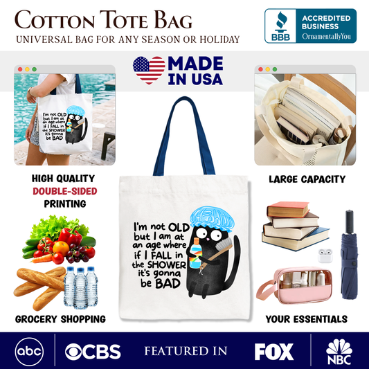Not Old Black Cat Canvas Tote Bag