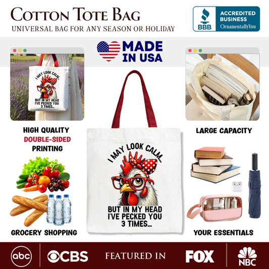 Pecked You 3 Times Canvas Tote Bag