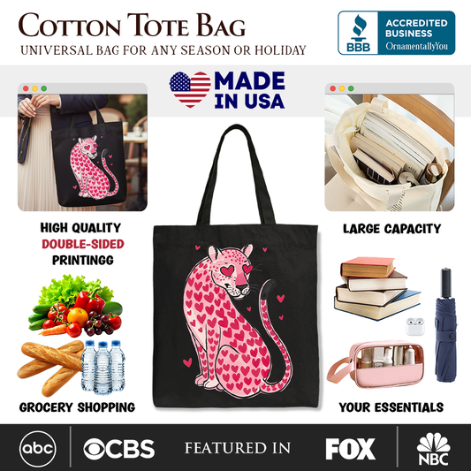 Leopard Valentine Canvas Tote Bag
