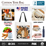 Pumpkin Fall Floral Canvas Tote Bag