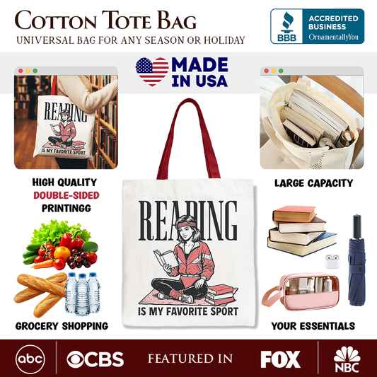 Reading Is My Favorite Sport Canvas Tote Bag