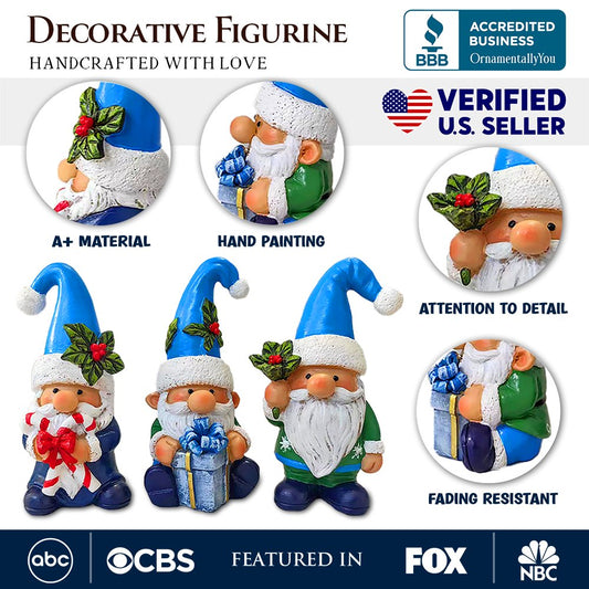 Set of Three Christmas Gnome Figurines