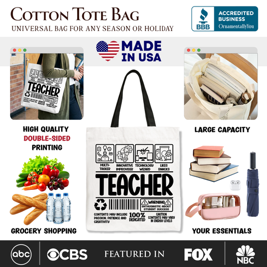 Teacher Label Canvas Tote Bag