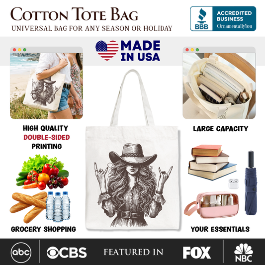 Rocker Cowgirl Canvas Tote Bag