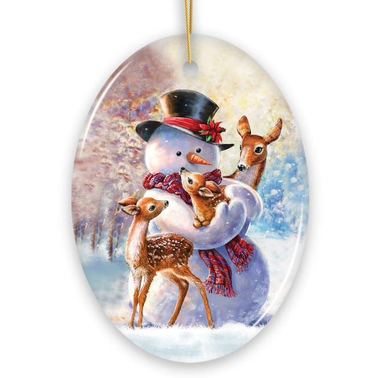 Snowman And Deer Ornament