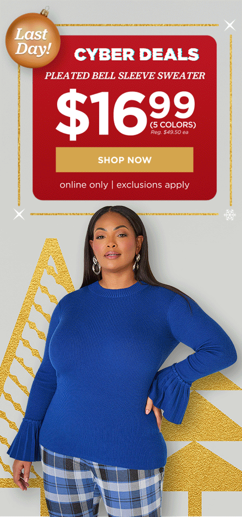 Cyber Deal! $16.99  Pleated Bell Sleeve Sweater. Shop Now