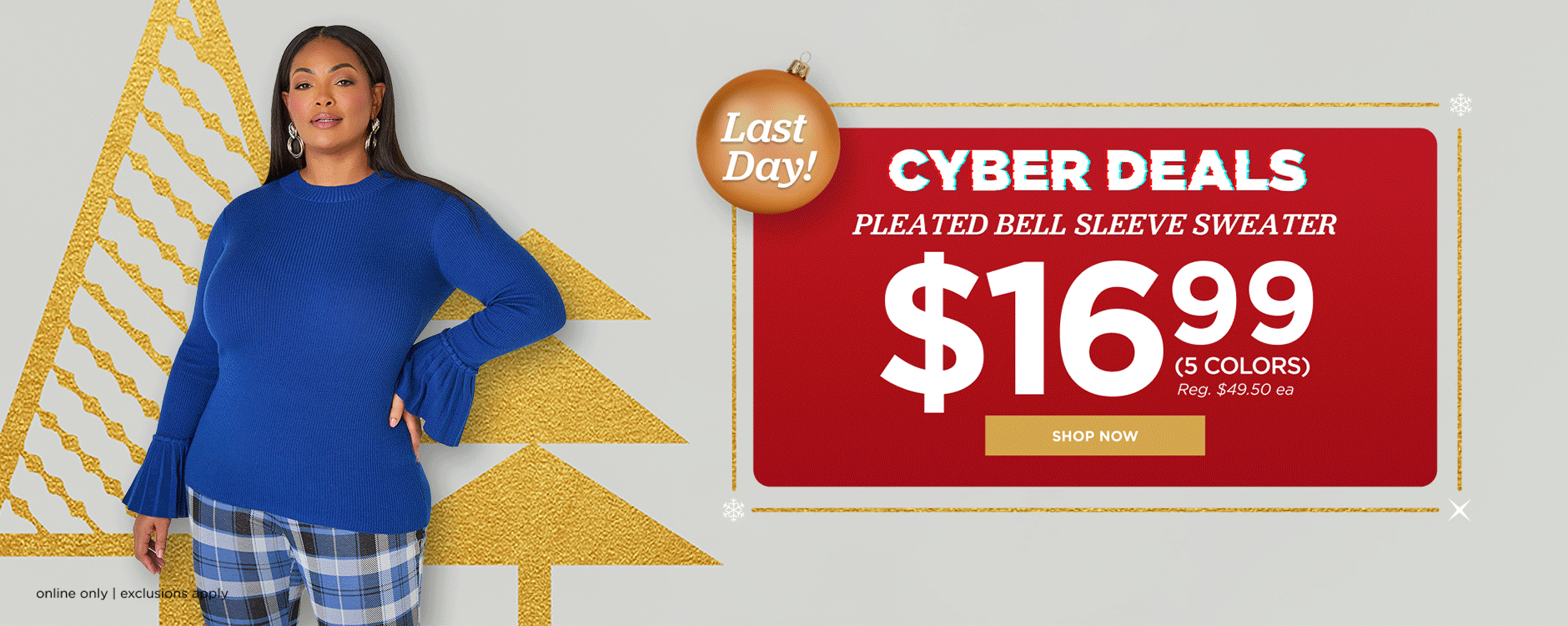 Cyber Deal! $16.99  Pleated Bell Sleeve Sweater. Shop Now