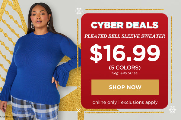 Cyber Deals! $16.99 Pleated Bell Sleeve Sweater