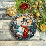 Stained Glass Snowman Ceramic Ornament