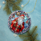 Stained Glass Santa Claus Ornament