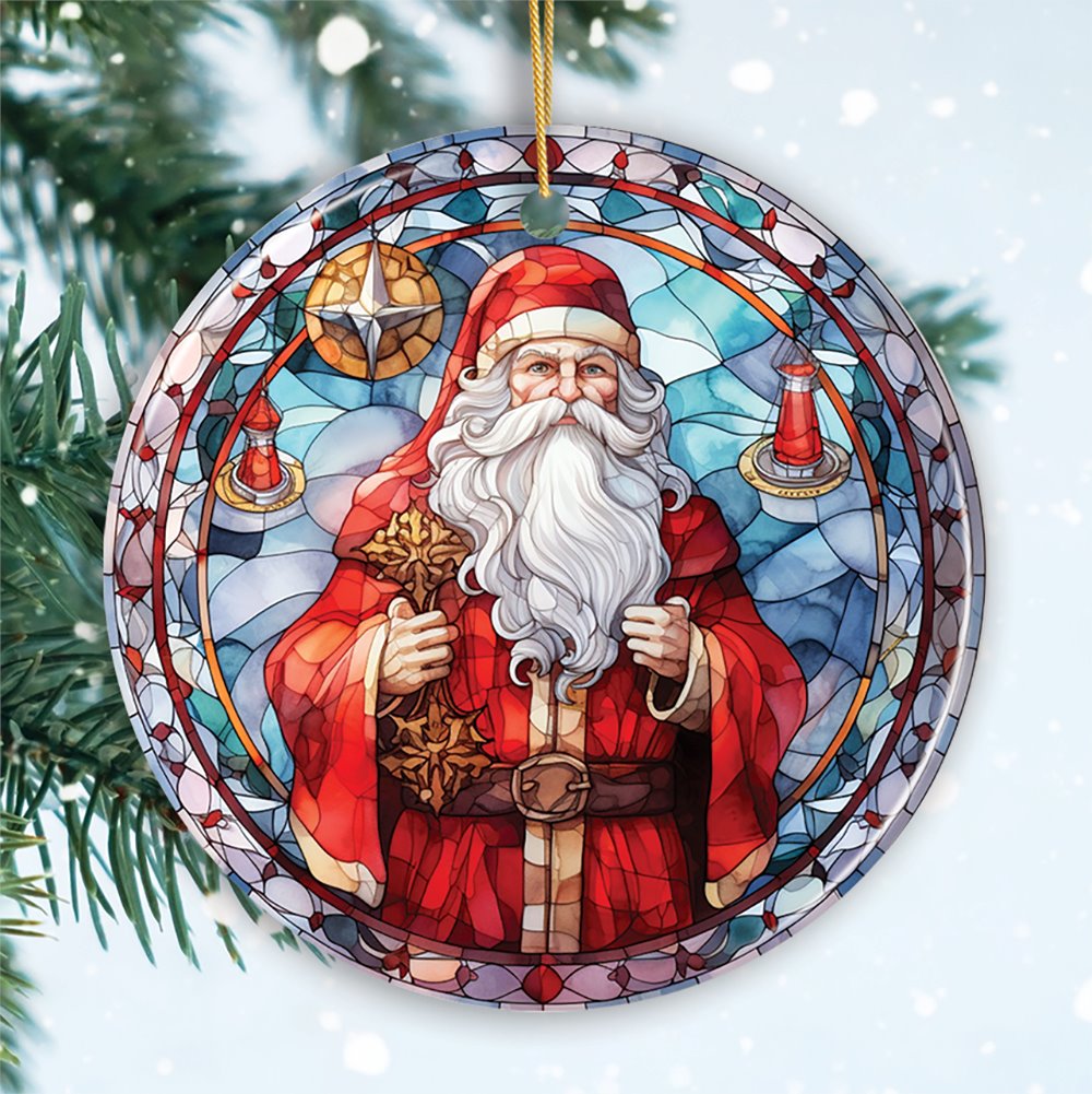 Stained Glass Santa Claus Ornament