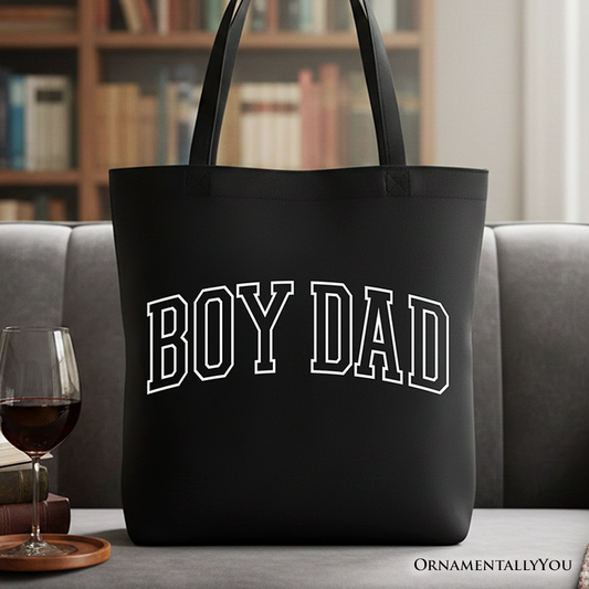 Boy Dad Varsity Canvas Tote Bag