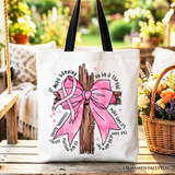 Breast Cancer Bow Cross Canvas Tote Bag