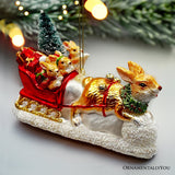 Hare and Sleigh Glass Ornament