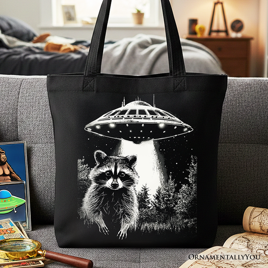 UFO Raccoon Canvas Tote Bag