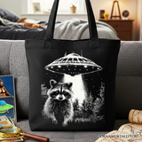 UFO Raccoon Canvas Tote Bag