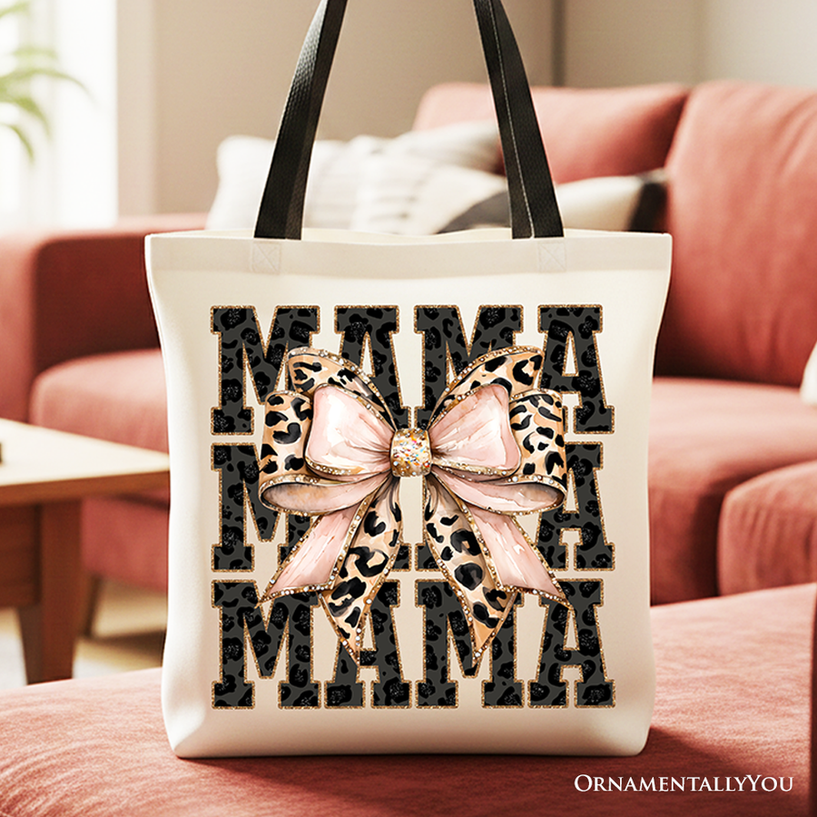 Glitter Leopard Mama Tote Bag