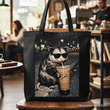 Iced Coffee Opossum Canvas Tote Bag