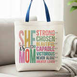 She Is Mom Canvas Tote Bag